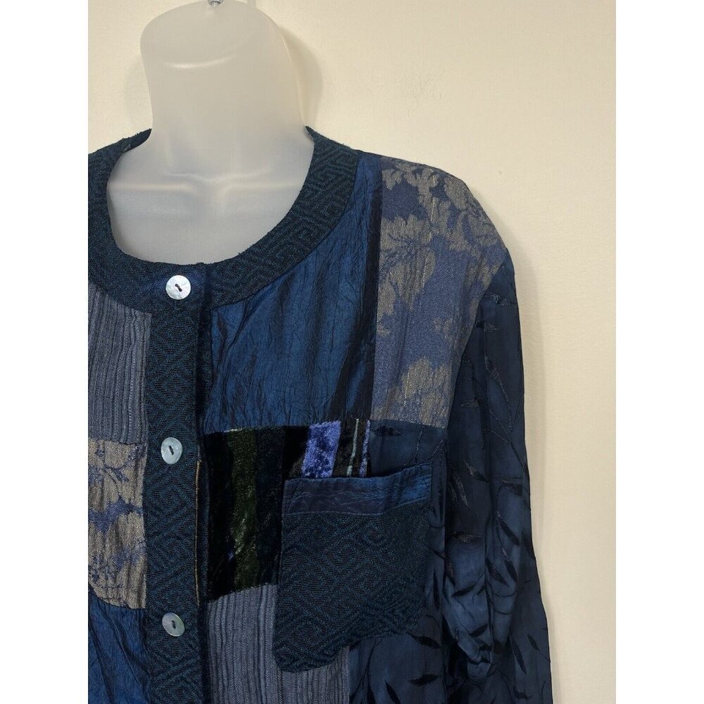 Vintage Mozart Women Button Down Shirt L Mixed Media Abstract Art To Wear USA - Picture 6 of 12